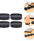 4 Pack Black Rubber Anti Skid Shock Absorbing Mats for washing machines and furniture feet pads on various flooring surfaces.