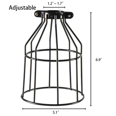 Farmhouse Vintage Industrial Wire Cage Pendant Light Shade Open Style Lamp Guard with Adjustable Clamp for 1.2 to 1.4 Inch Sockets