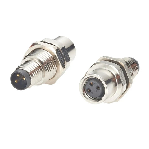 A Code 3 Pin M8 Bulkhead Connector, 3 Pin Male To Female, IP67 Shielded Circular Panel Mount Socket Receptacle For Control Cabinet IO System Automation