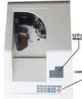 Heavy Duty Money Counter With Quiet Vacuum Suction And Large Lcd Screen Auto Fake Bill Detector showing LCD display and control panel.