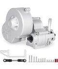 Beefed Up Aluminum Alloy RC Transmission Gearbox For 1-10 Scale Crawler Cars, Metal Gearset Upgrade Replacement, Sturdy Silver Build