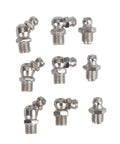 Grease Fitting Kit 45 Piece Metric Zerk Assortment For Easy Lubrication With Straight And 90 Degree Fittings Steel Construction