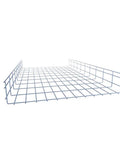 Rugged Heavy Duty Wire Mesh Cable Tray 2-Pack In Silver Zinc Plated Steel, 23.63 X 3.94 X 118.12 Inches, angled side view
