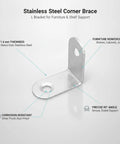 Beefy Heavy Duty 90 Degree L Bracket Stainless Steel Corner Brace for Furniture Reinforcement with corrosion resistance features.