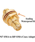 Female To Female Bulkhead Panel Mount RF Coaxial Adapter 50 Ohm Low Loss Connector IP67 Waterproof with sealing ring