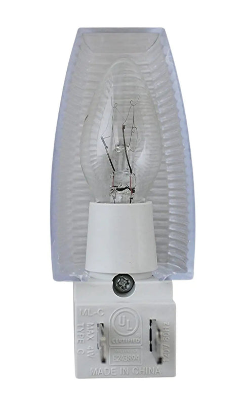 Set Of 2 Night Lights With On Off Switch UL Certified White Base Clear Top Wall Hugger Design Great For Bathroom Bedroom Hallway Traditional Style Ideal For Everyday Use, showing white base and clear top design.