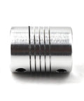 Top Shelf Beam Flex Shaft Coupler 5MM To 8MM Motor Adapter Beefy Aluminum Build 25MM Length close-up view.