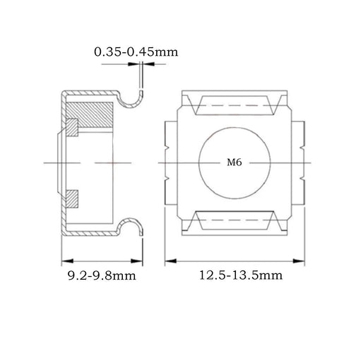Premium 304 Stainless Steel M6 Cage Nuts Built Like A Tank For Server Racks Sick Corrosion Protection Tight Grip Fasteners Pack Of Twenty dimension diagram with measurements