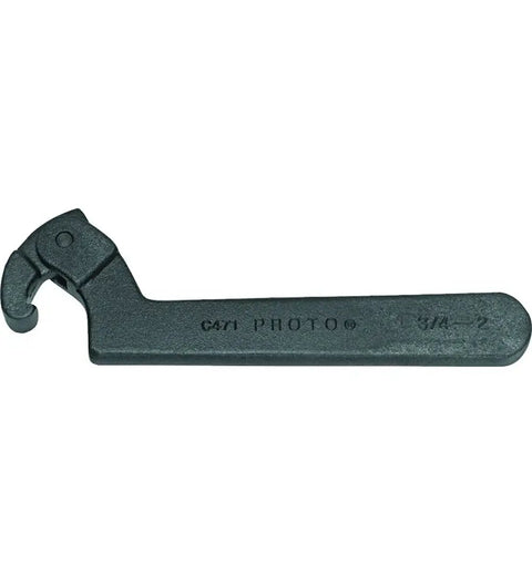 Heavy Duty Adjustable Hook Spanner Wrench With Three Quarters To Two Inches Capacity For Tightening Side Slot Nuts Collars Lock Nuts And Bearings Featuring A Non Reflective Black Oxide Finish close-up