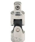 Fully Polished One Quarter Inch Drive Universal Joint Flex Shaft Connector with black rubber, ideal for tight spots and garage builds.