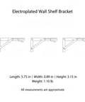 Diagram of sturdy floating shelf brackets 7.7 x 5.1 x 2.9 inches, electroplated stainless steel with white finish, two pack