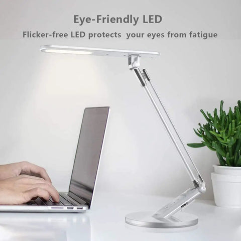Foldable LED Desk Lamp With 36 LEDs 14W Power 7 Dimming Levels And 4 Lighting Modes Touch Control in use on a desk