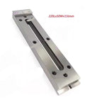 Universal M8 Wire EDM Clamp Tool Extension Jig Holder Stainless Steel 220L 50W 15T shown top view.
