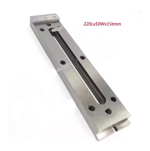 Universal M8 Wire EDM Clamp Tool Extension Jig Holder Stainless Steel 220L 50W 15T shown top view.