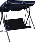 Black outdoor patio swing seat with canopy, suitable for 2/3 seats. Metal frame, DIY-friendly, weather-resistant. Ideal for garden or yard.