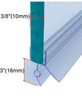 Frameless Shower Door Bottom Seal With Drip Rail For Three Eighths Inch Glass, 27.5 Inch Length, easy push-in install, clear
