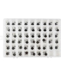 9.48 mm Adjustment Shims Pad Kit For TTR250 Motorcycle Engine, Durable Spacer Washers With 52 Sizes From 1.20 To 2.30 Mm, Valve Clearance Shim Set, Easy Install, High Quality Engine Part, plastic case with labeled shims