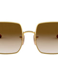 Women's Square Sunglasses With 100% UV Protection, Gold Frame And Clear Gradient Brown Lenses, 54mm, Prescription Ready Sunnies