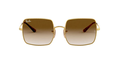 Women's Square Sunglasses With 100% UV Protection, Gold Frame And Clear Gradient Brown Lenses, 54mm, Prescription Ready Sunnies