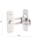 Stainless Steel Barn Bolt Spring Latch Right Angle Sliding Gate Cabinet showing dimensions 70mm x 41mm, ideal for secure door locking.