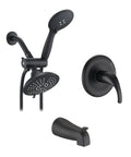 Black Shower Faucet Set With Tub Spout And Handheld Showerhead Built For High Pressure With 35 Settings Dual 2 in 1 Shower Combo System