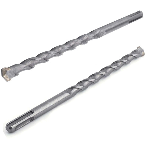 Two carbide-tipped masonry drill bits, 12mm x 200mm, SDS-compatible shanks