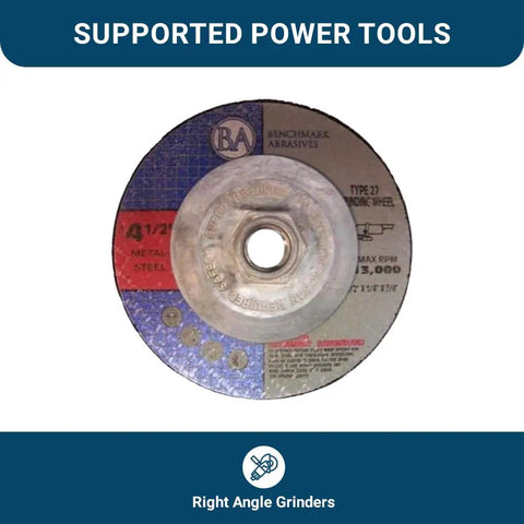 Workhorse Four And A Half Inch Aluminum Oxide Cut Off Wheels For Angle Grinders With Depressed Center Type 27 Front View