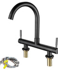 ZBSAVFM Mixer Tap Faucet with 360° Swivel Spout, 180mm Centers, black brass construction, deck mounted design.