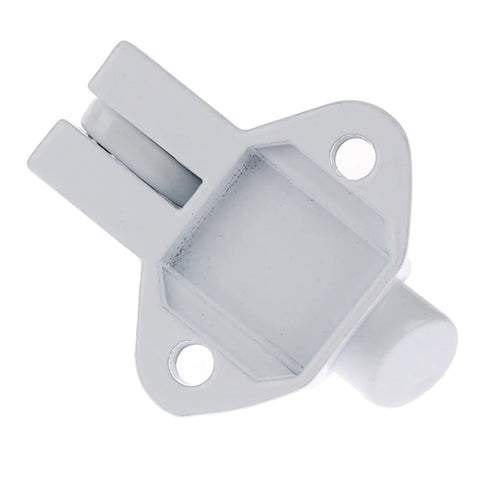 WUUWCHODC Aluminum Alloy Spring Gate Latch Snap Lock in white, showing latch mechanism and mounting holes.