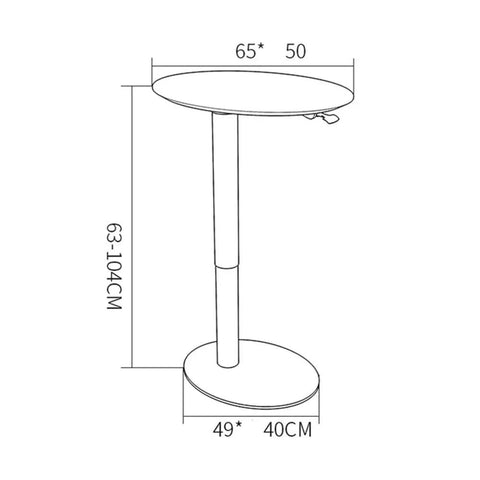 Heavy Duty Pneumatic Lectern With Smooth Height Adjustment Mobile Presentation Podium dimensions 65x50cm, height 63-104cm, aluminum design.