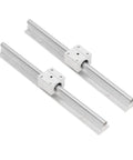 Two Piece 300mm CNC Linear Rail Guide With SBR Slide Block Set For Heavy Duty Stable Motion Shaft Guideway Easy Install With Five Mounting Holes For CNC Parts And Router Setup, two rails with blocks