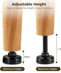 Image showing adjustable range of Eight Sets Heavy Duty Furniture Leveling Feet Adjustable Height Leg Levelers with Nylon Pads.