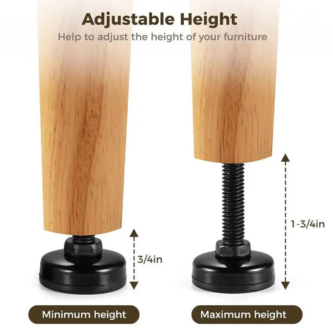 Image showing adjustable range of Eight Sets Heavy Duty Furniture Leveling Feet Adjustable Height Leg Levelers with Nylon Pads.