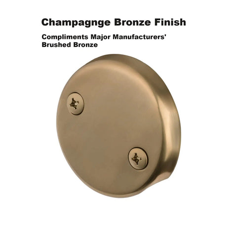 Easy Fit Tub Drain Trim Kit With Two-Hole Overflow Faceplate In Champagne Bronze, Tap-To-Open Stopper, No Plumber Gasket Or Putty Needed