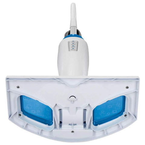 Front view of white steam mop head with blue pad pockets compatible with Bissell PowerFresh