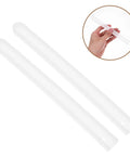 Easy Install White Plastic Drawer Slides With Accessories For Cabinets And TV Consoles, shown in hand for size reference.