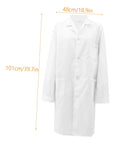 Mens Long Sleeve White Lab Coat Doctor Scrubs For Medical Students Lab Workers Adults Chemistry Coat Durable Cotton Material