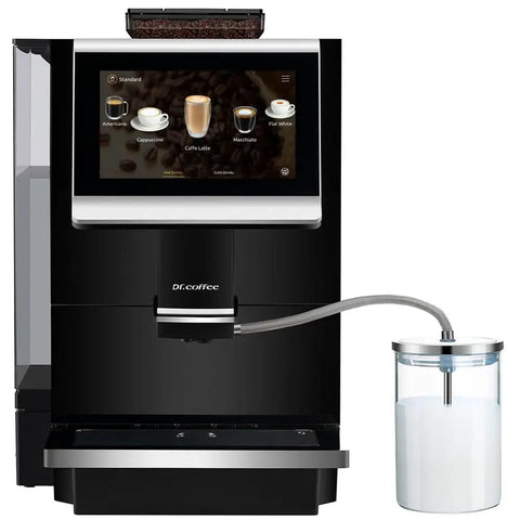 Fully Automatic Espresso Machine With Ceramic Flat Burrs And Nine Grind Size Options, 7 Inch HD Touchscreen, Large Water Tank For Office Use
