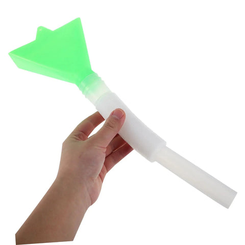 Hand holding Pro Grade Precision Seeder Tube Kit for Seed Drill Gear with green triangular top and white tube