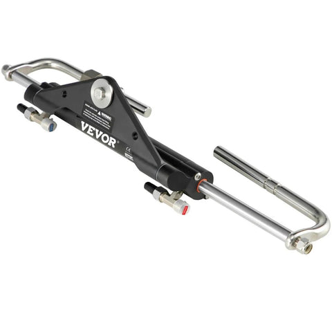 Front Mount Hydraulic Steering Cylinder HC4645H for Outboard Boats Up to 150HP, under steering arm mount, side view.