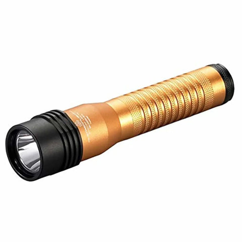 Beast Bright High Lumen C4 LED Flashlight With Piggyback Charger And Spare Battery Orange 500 Lumens On High And Featuring Three Lighting Levels