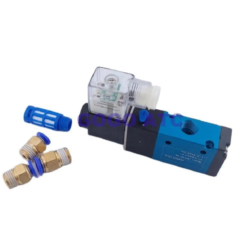 DC24V solenoid valve with blue actuator, suitable for pneumatic control and vacuum generator applications. Upgrade Your Setup With This Reliable Dc24v Solenoid Valve Pneumatic Component And Vacuum Generator For Smooth Air Tool Performance And Quick Direction Changes.