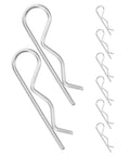 Top Tier R Shape Cotter Pins made of stainless steel, heavy duty fasteners for industrial hitches, rust resistant design.