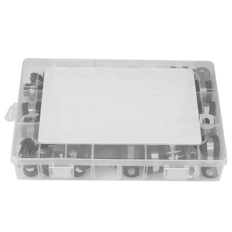 Sick The Ultimate 52 Piece Stainless Steel Cable Clamp Assortment Kit With Durable Rubber Sleeves For Auto Marine Home Use Heavy Duty Wire Management Cord Organizer Perfect For All Your Diy Boss Projects, plastic case