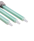 Heavy Duty CNC Eccentric Clamps For Epoxy Glue Nozzles Super Strong Cam Lock Mixing Tools with green epoxy nozzles in various lengths.