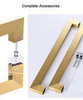 Sliding Barn Door Handle Stainless Steel Pull For Glass Shower Doors Inside And Outside Use Easy Install With Durable Finish Multiple Lengths 60cm 56.2cm 100cm 96.2cm Smooth Operation And Modern Look, shown with installation accessories.