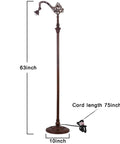 Heavy Duty Resin Floor Lamp Base For 11 To 12 Inch Tiffany Style Lampshade, 63 Inch Tall Reading Lamp Base With Dark Bronze Finish