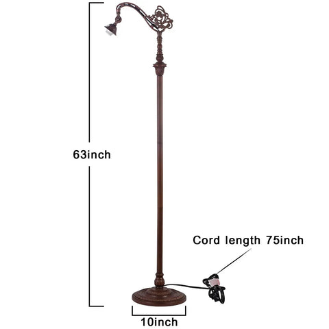 Heavy Duty Resin Floor Lamp Base For 11 To 12 Inch Tiffany Style Lampshade, 63 Inch Tall Reading Lamp Base With Dark Bronze Finish