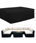Heavy Duty 600D All Weather Patio Furniture Cover For Rectangular Tables And Chair Sets, Waterproof Outdoor Cover Fits Up To 110 In L By 84 In W By 28 In H, Protects Oval Or Rectangular Sets, Black