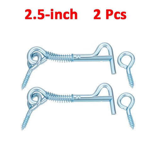 Tank Tough Zinc Plated Hook And Eye Latch With Snap Shut Spring Lock For Secure Shed Gate And Cabinet Doors Weather Resistant Steel Safety Catch 4 Pack, 2.5-inch latches in chrome finish.